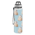 thumbnail image 2 of 1000ML Transparent Sports Water Bottle with Handle & Straw Portable Water Bottle for Outdoor Camping Gym Cute Capybara with Santa Hat, 2 of 7