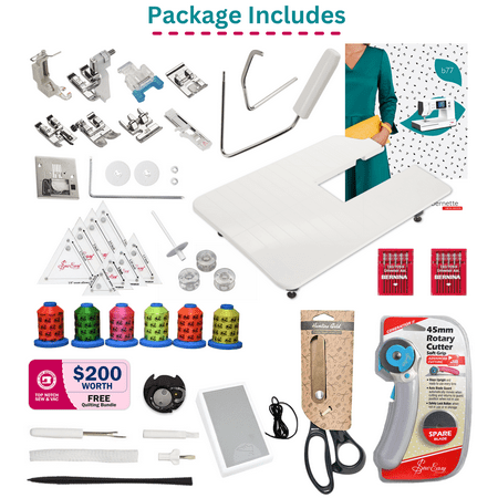 Bernette B77 Sewing Machine - Perfect for Beginners and Quilting Enthusiasts, Heavy Duty & Computerized, Includes $200 Worth of Exclusive Sewing Accessories Bundle