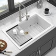 thumbnail image 2 of Quartz Kitchen Sink - 33" x 22" x 9.65" White granite composite Workstation Drop-in kitchen sink, 2 of 8