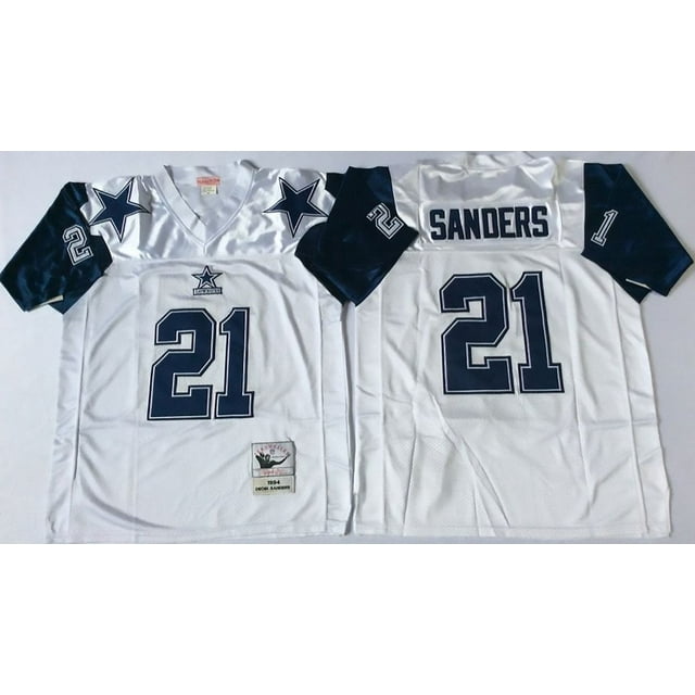 Homme Dallas Cowboys Sanders #21 Chandail de Football Vintage Blanc