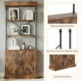 thumbnail image 7 of Bookshelf with Doors 73.62in Tall Bookcase Industrial Storage Open Rack Shelf with Cabinet Wood and Metal Bookcase Farmhouse Bookshelves Vintage Display Rack Home Office, 7 of 7