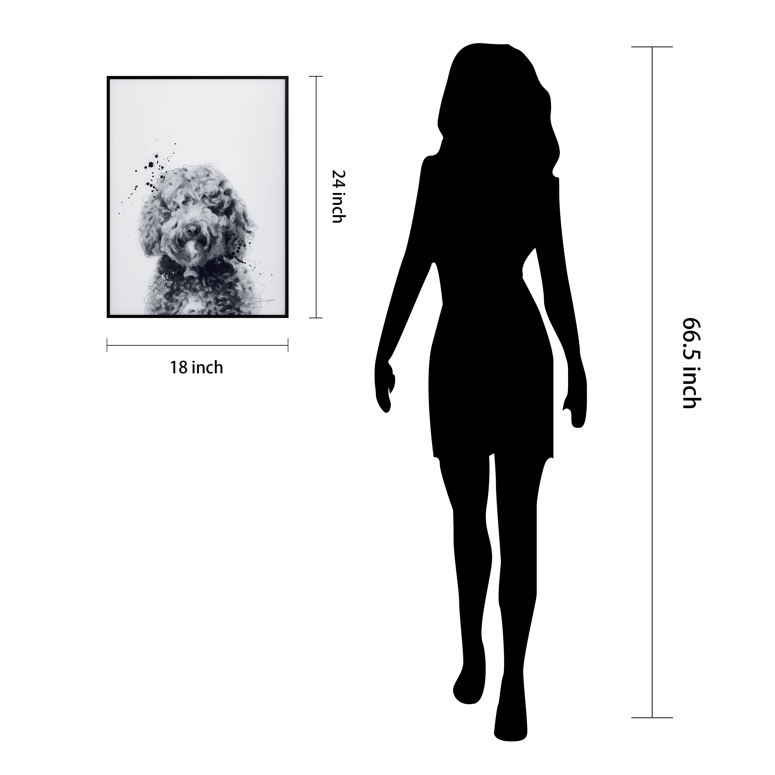 "Labradoodle" Pet Paintings on Printed Glass Encased with a Gunmetal Anodized Frame