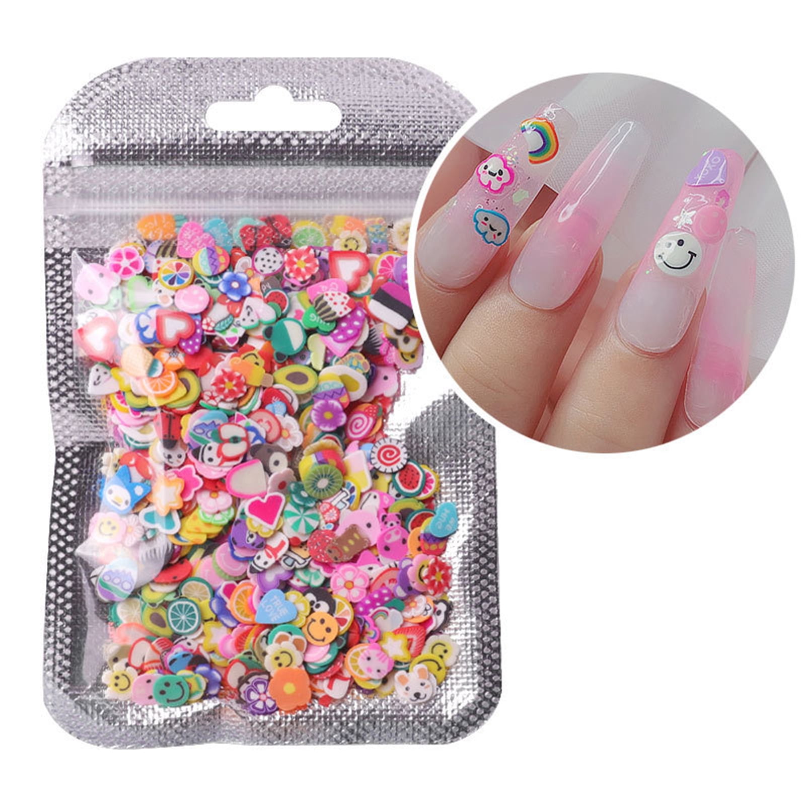 50g 5mm Mixed Polymer Clay Sprinkles Colourful Mix Clay Soft Pottery Slices DIY Nail Art Decor Slime Filler Accessories (Star)