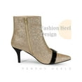 thumbnail image 3 of BLISSFUL STEP Rhiness Pointed Toe Stiletto Heel Glitter Ankle Boots for Women Gold 6, 3 of 4