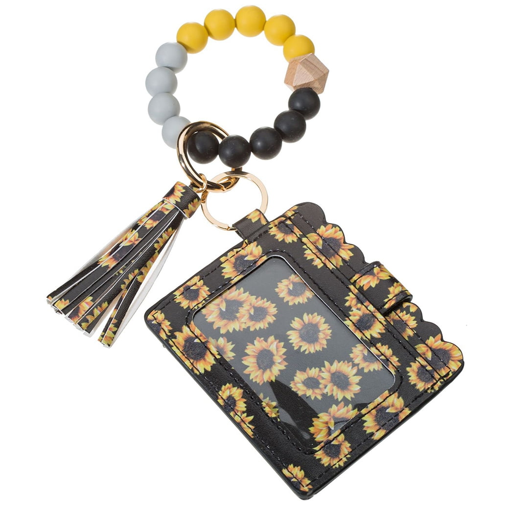 Wristlet Keychain Bracelet Wallet Fashion Tassel Bead Keyring Card