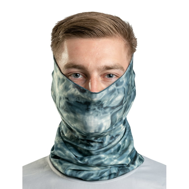 Aqua Design Fishing Hunting Masks Neck Gaiters for Men and Youth: UPF 50+  Sun Mask Protection: Camo Half Face Cover Balaclava Bandana: Aqua Sky size L