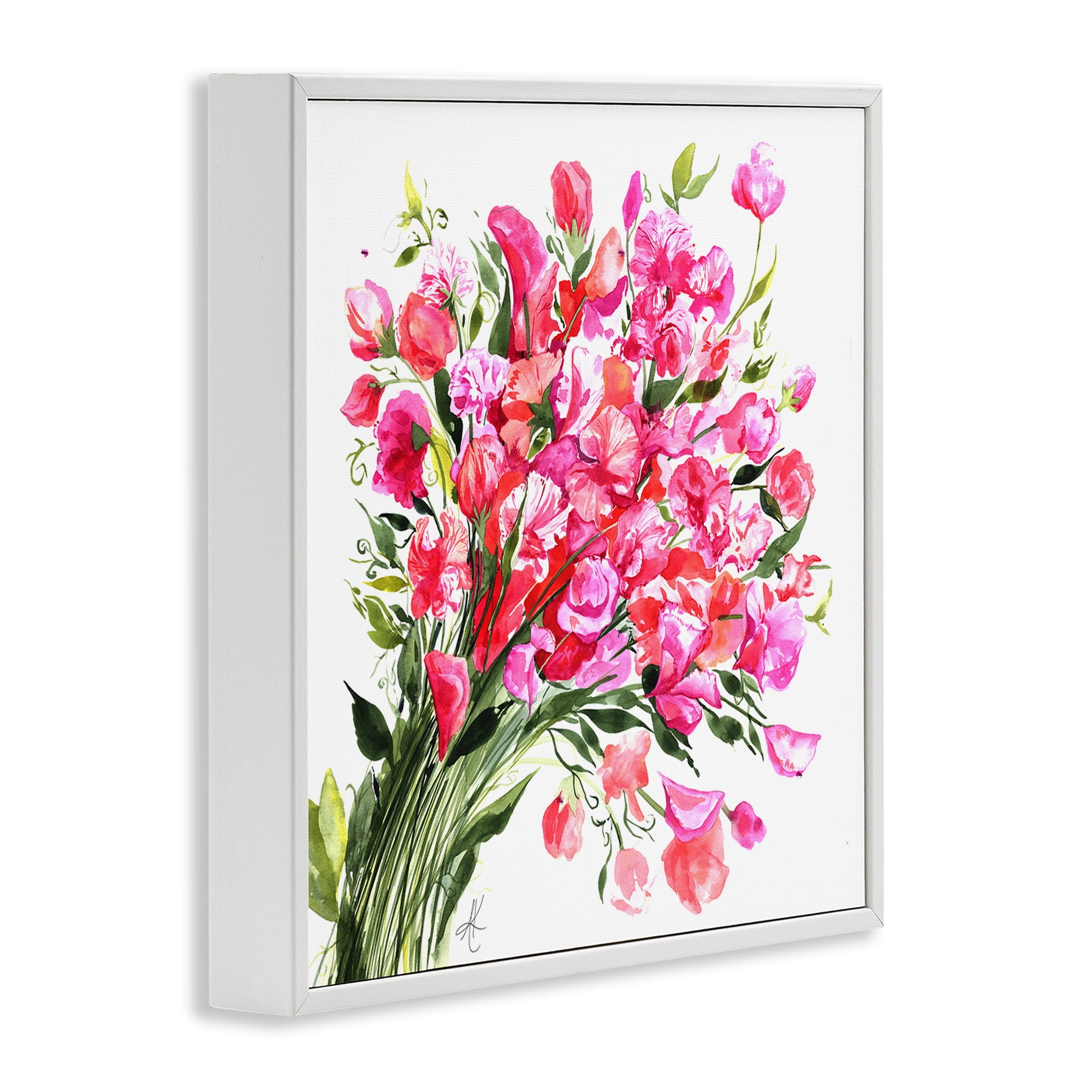 Stupell Industries Sweet Pea Bouquet Botanical & Floral Painting White Framed Art Print Wall Art, 24 x 24