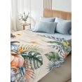 thumbnail image 5 of King Flat Sheet Only Thanksgiving Sky Blue Pumpkin Soft Microfiber Cooling Bedding Sheets Fall Blue Green Leaves Flat Bed Sheet, 5 of 9