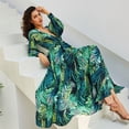 thumbnail image 4 of Robe Maxi Boho Manches Longues Col en V Tunique Ample Robes Caftan Femmes Plage Vacances Robe Longue Robes d'Été Grande Taille, 4 of 4