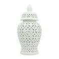 thumbnail image 4 of Sagebrook Home 24" Cut-out Daisies Temple Jar, White, 4 of 8