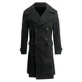 thumbnail image 4 of Mens Trench Coat Slim Fit Notched Collar Jacket Fall Winter Wool Trench Coat Men Warm Soft Overcoat Windbreaker Casual Jacket, Z02 Black, Size L, 4 of 5