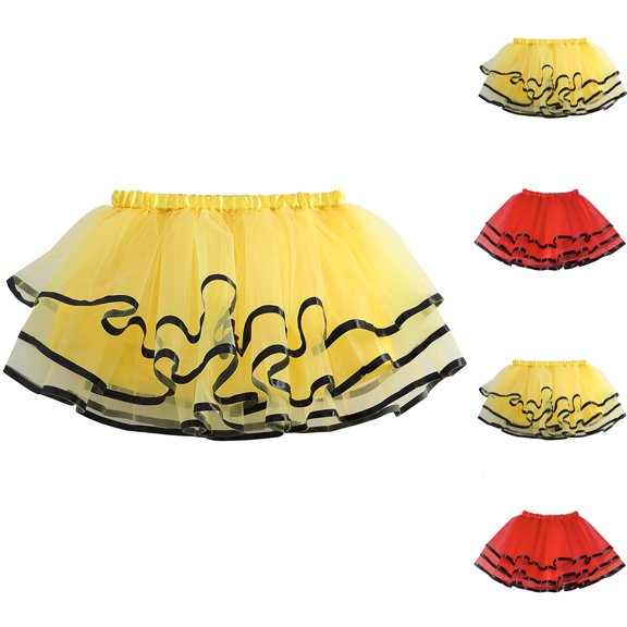 Eltusu Girls Mesh Skirts , Tutu Skirts Summer Elastic Waist Dancewear Performance Clothes Yellow Size 7-8 T