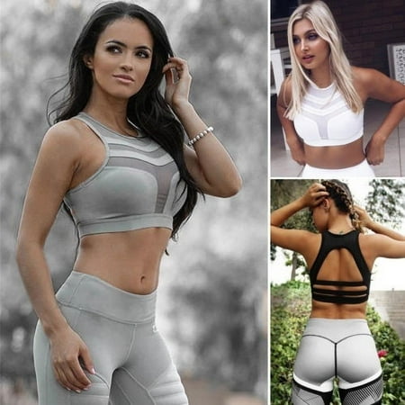 

Sport Yoga Bra Workout Tank Tops Stretch Seamless Racerback Fitness Padded New