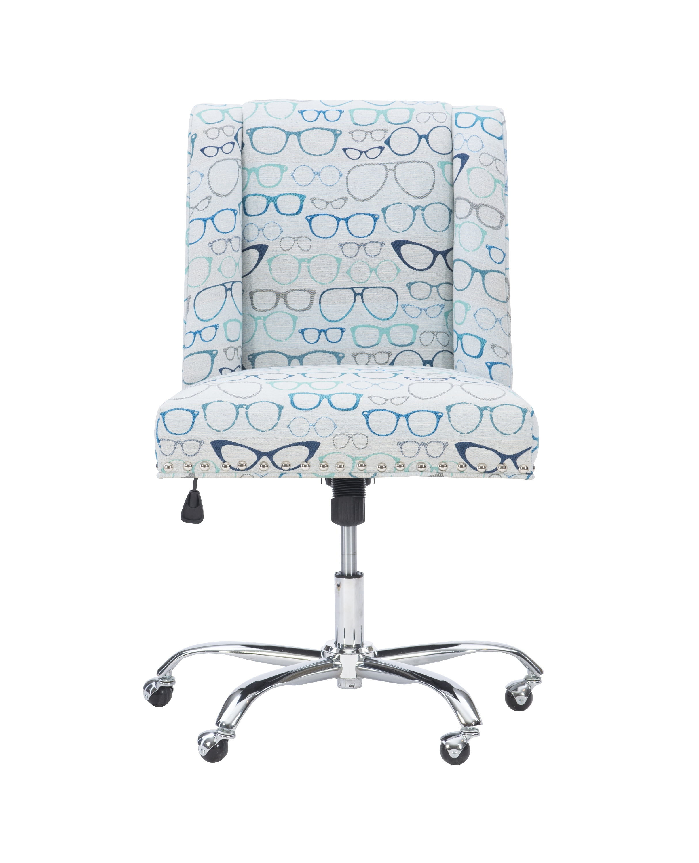 Linon Draper Wood Upholstered Glasses Office Chair in Blue