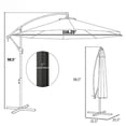 thumbnail image 6 of 10ft Large Patio Umbrella with Base, Outdoor Offset Cantilever Umbrella with Crank Handle, UV Water Resistant Adjustable Tilt Heavy Duty Metal Frame for Garden Backyard Terrace, Gray  RLB, 6 of 6