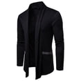 thumbnail image 2 of IROINNID Men's Long Sleeve Blazer Turndown Lapel Mid-Length Jacket Solid Color Leisure Pocket Cardigan Turndown Polyester Sweater Slim Fit Jacket, 2 of 4