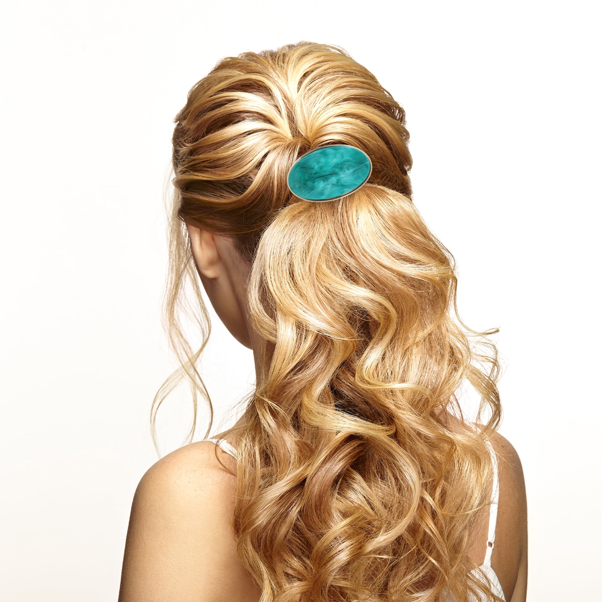 Unique Bargains Stylish Oval Ponytail Buckle Hair Clip for Women 1 Pc Green