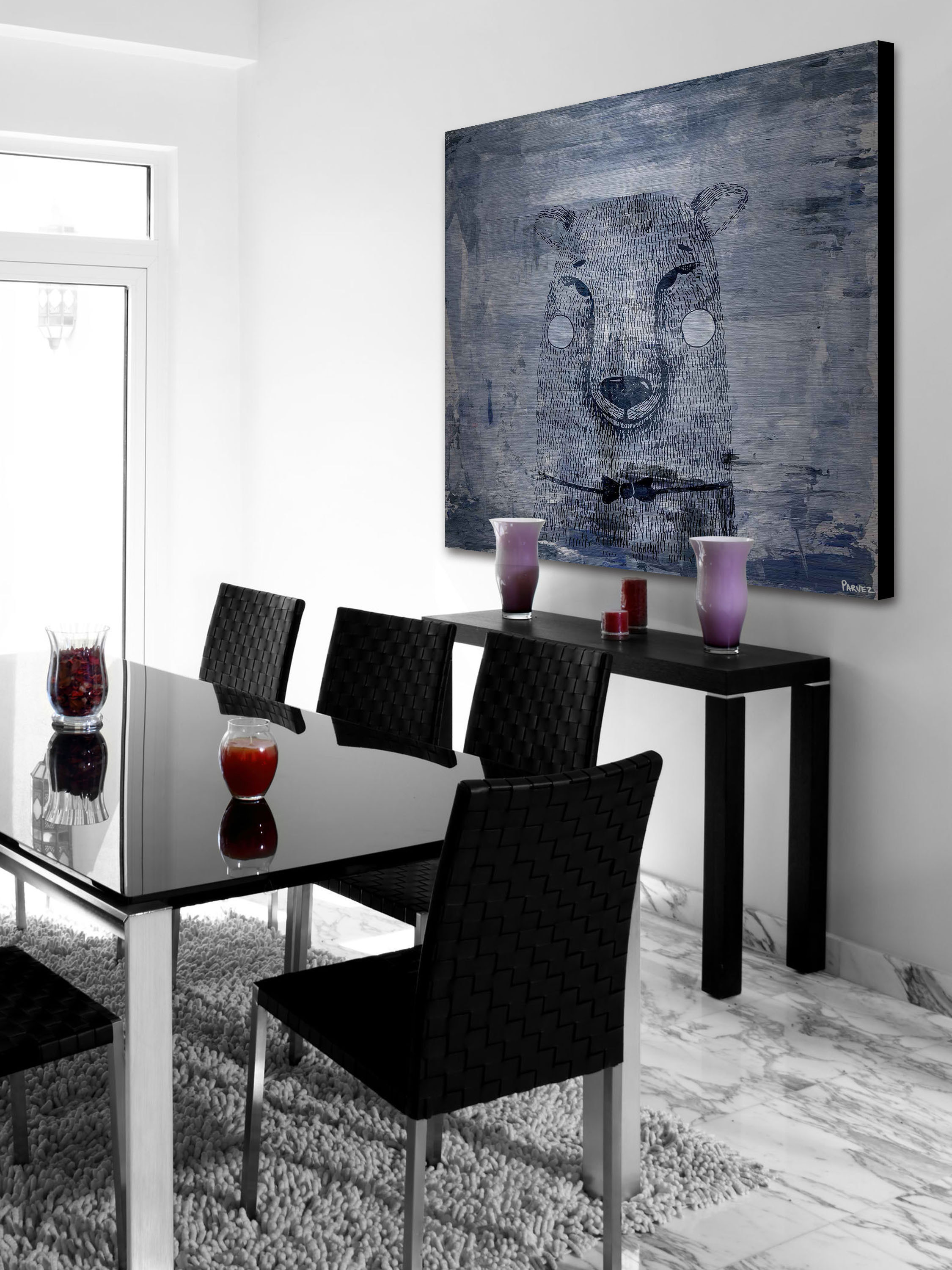 "Blue Smile" Painting Print on Brushed Aluminum