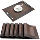 thumbnail image 5 of Juego de 4 manteles individuales dorados lavables de PVC para mesa de comedor, tapete tejido con marco diagonal, disco de tela Teslin, posavasos, almohadilla antideslizante de fácil limpieza, color, 5 of 5