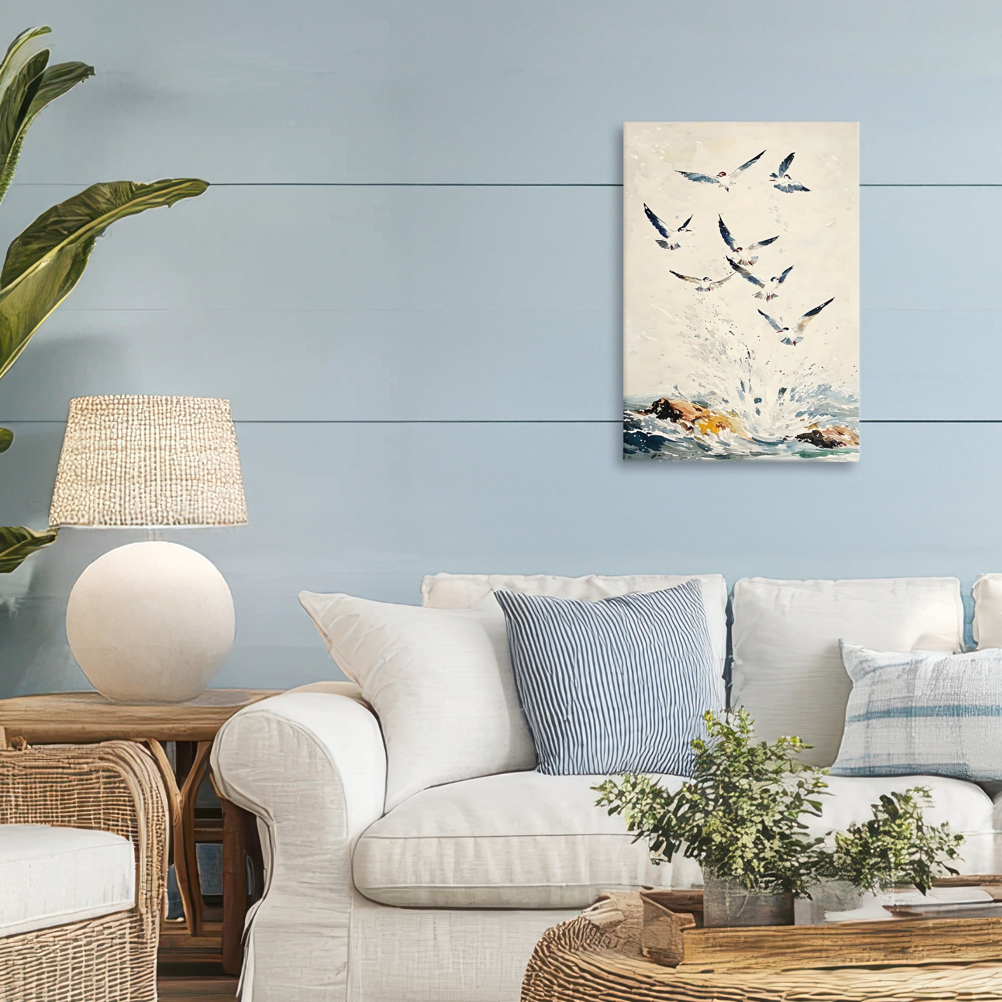 Stupell Industries Waves of Seagulls over Rocks Canvas Wall Art, design by Creative Studio