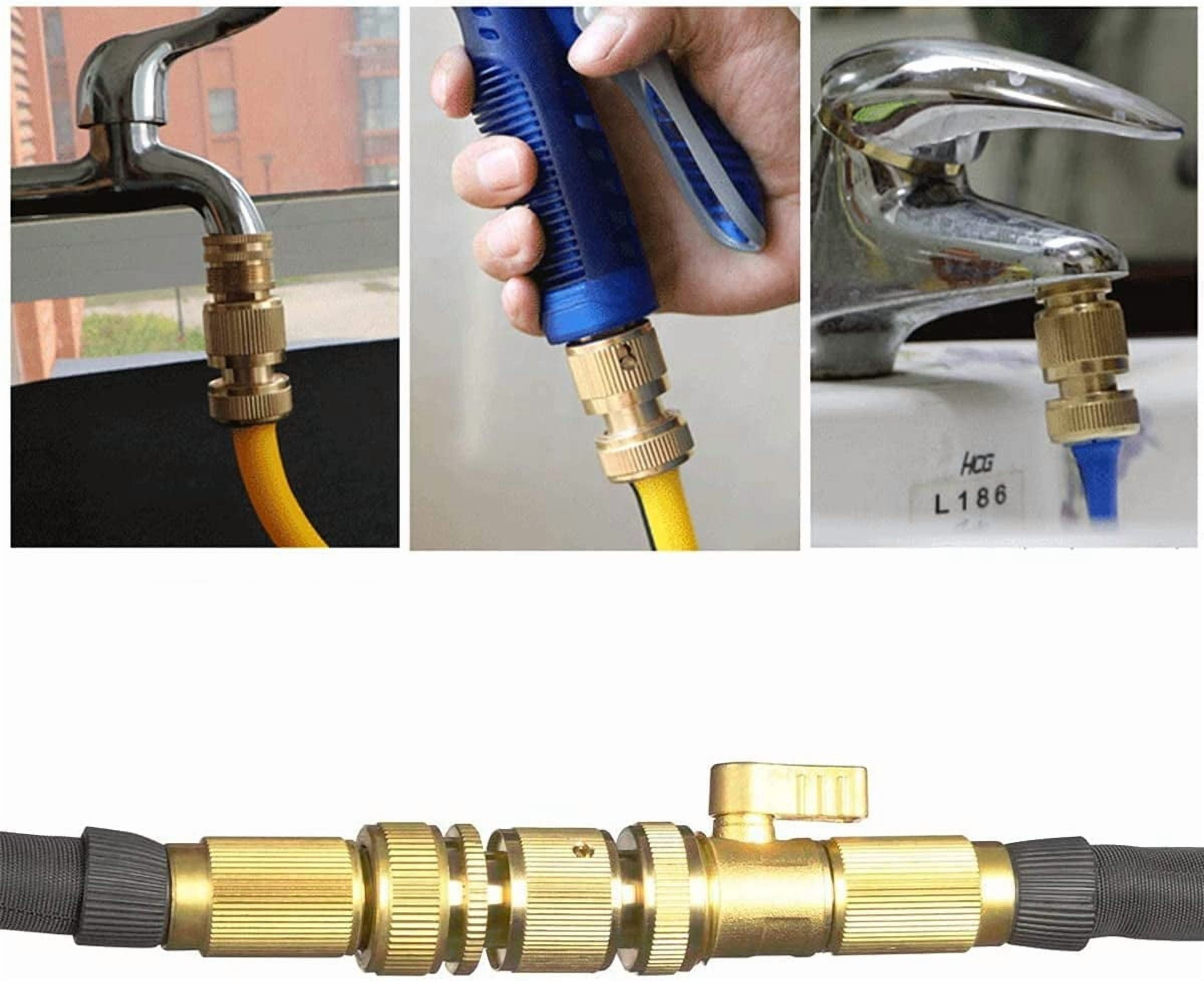 Garden Hose Quick Connector Male Hose End Adapters Solid Brass 3/4 inch GHT Thread Water Hose Fitting Repair Replacement, Male Only, Pack of 8
