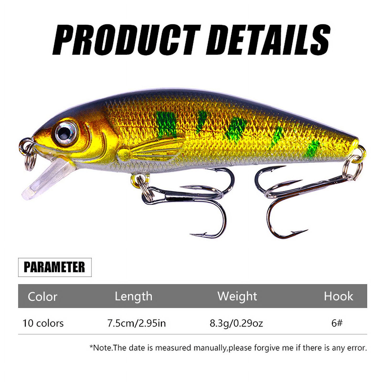 HENGJIA Fishing Lures, Jerkbait for Bass Fishing Minnow Lure Set Fishing Hard Baits Swimbaits Boat Topwater Lures for Trout Bass Perch Fishing,10pcs