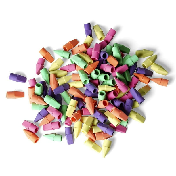 Neliblu Neon Pencil Top Erasers Bulk Pack 120 Assorted Colors Pencil