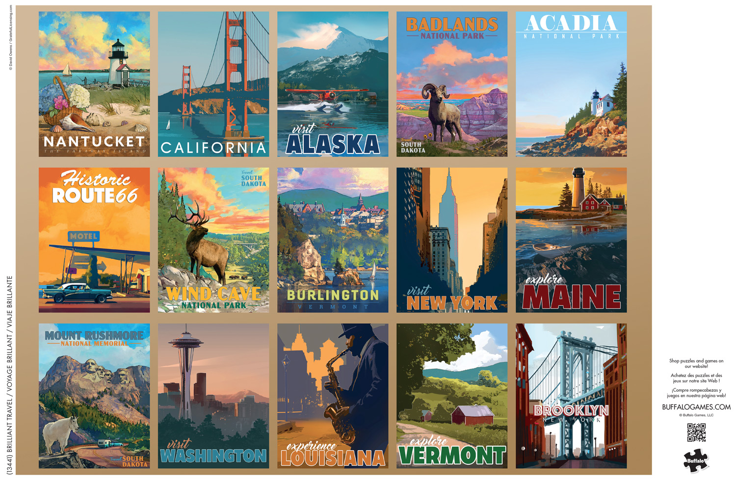Buffalo Games Brilliant Travel 1000-Piece 26.75 x 19.75-inch Interlocking Jigsaw Puzzle for Adults Ages 14+