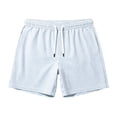 thumbnail image 5 of Zynoxe Beach Shorts for Men Casual Vertical Striped Elastic Waist Drawstring Summer Shorts with Pockets Breathable Loose Fit Quick Dry Mens Swim Trunks Light Blue S, 5 of 5