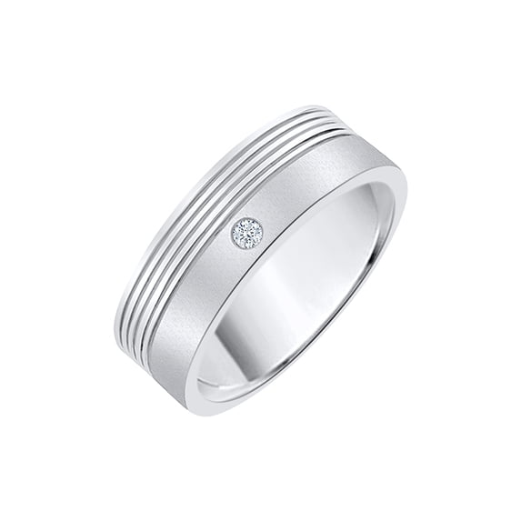 Bezel Set Diamond Wedding Band in 10K White Gold (1/20 cttw, G-H, I2-I3)