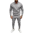 thumbnail image 2 of LEKWK Tracksuit Men 2 Piece Outfit Quarter Zip Mock Neck Sweatshirt and Jogger Sweatpants Athletic Fall Winter Gym Sweatsuits Matching Sets, 2 of 6