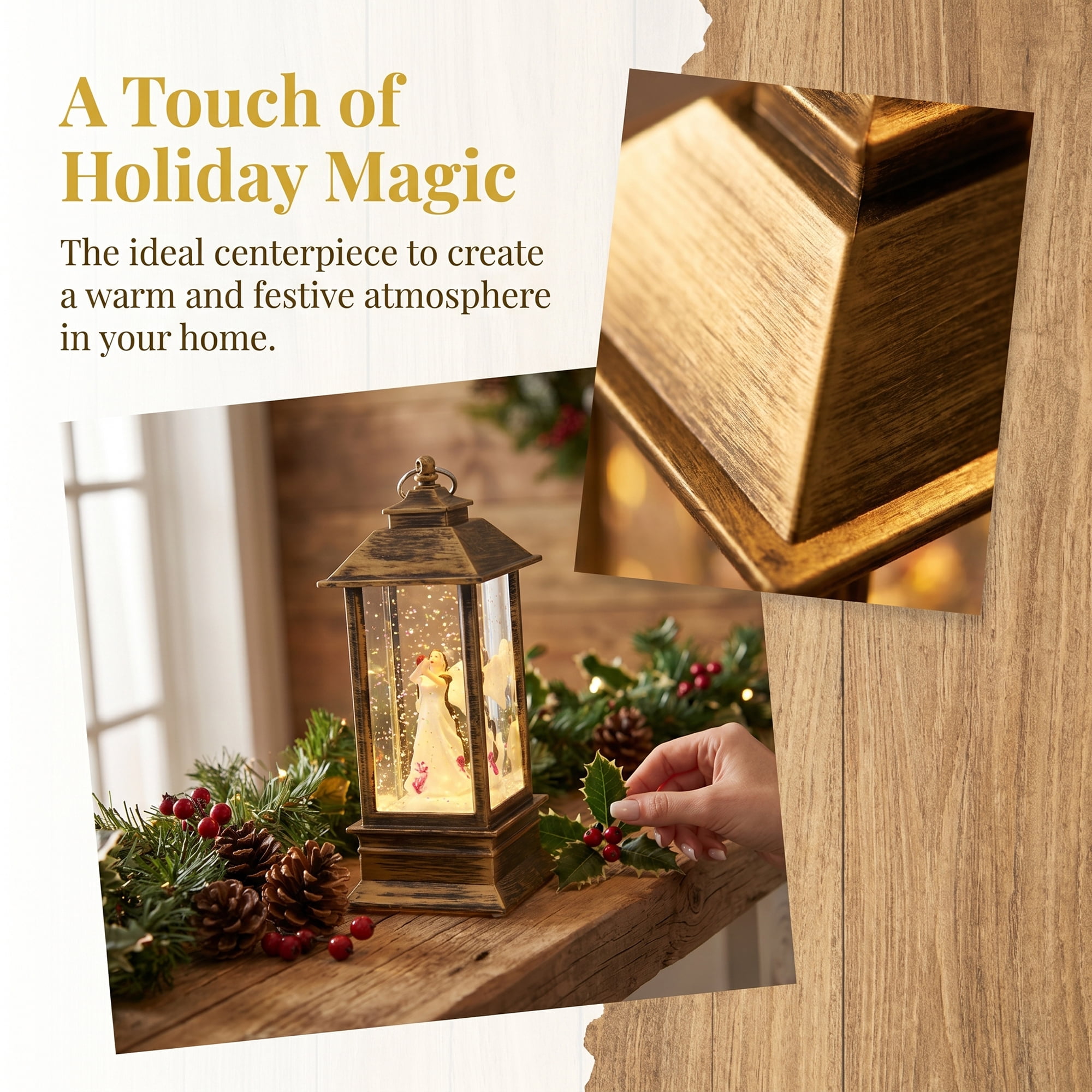 Unique Bargains Christmas Light Up Crystal Ball Mini LED Glitter Sphere Orb Brown Style D