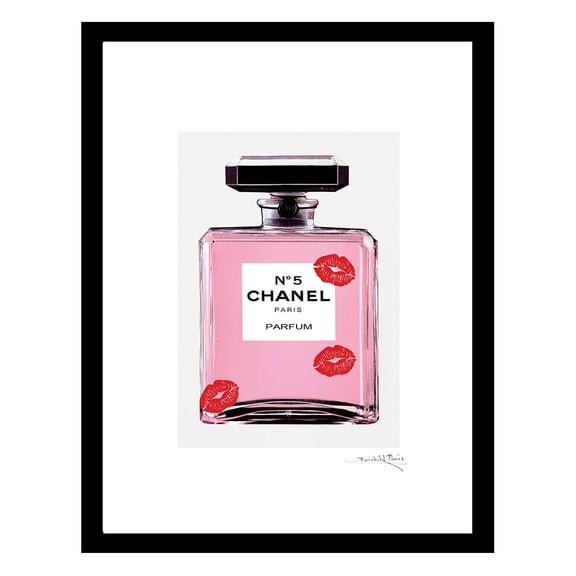 Fashion Kisses Glam Perfume Bottle - Framed Print