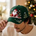 thumbnail image 3 of Green Ajustable Christmas Baseball Hat for Adults, Colorful Xmas Embroidered Novelty Cozy Twill Cotton Cap, Funny Christmas Gifts, 3 of 6
