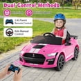 thumbnail image 2 of Costway 12V Licensed Ford Mustang Shelby GT500 Kids Ride on Car with Remote Control Pink, 2 of 10