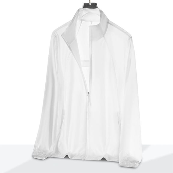 asjyhkr Plus Size Mens Sun Shirts Zipper Stand Collar Long Sleeve Cardigan Casual Outdoor Fishing Climbing Tops with Pockets,M-5XL