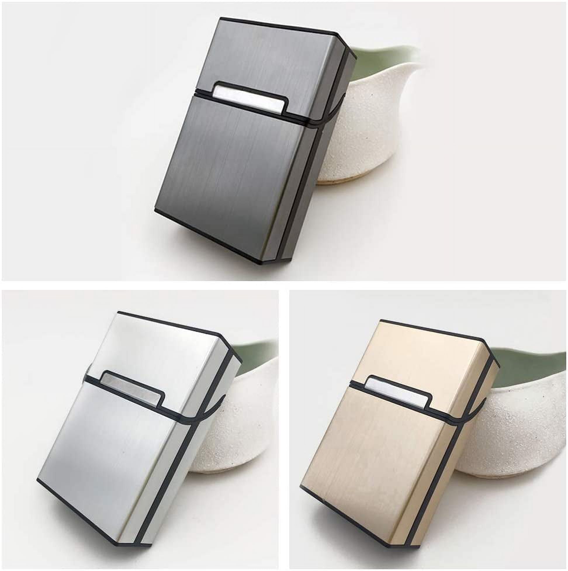 STONCEL 3 Pcs Metal Cigarette Box Case Holder (20 Capacities), Cigarette  Cigar Protective Cover Box, Brushed Aluminum Cigarette Case, Hard Box with  Solid Magnetic Flip Top Closure (3 Colors, for Men）