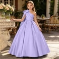 thumbnail image 6 of ITSAME Girls Formal Maxi Dress Bow One Shoulder Waist-Cinching Princess Pageant Wedding Party Ball Gown Purple Size 4T, 6 of 6