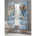 thumbnail image 3 of Sheer Curtains 84 inches Long 2 Panels Set Blue Coastal Nautical Light Filtering Sheer Drapes Rod Pocket Window Curtains for Living Room/Bedroom, Life Is Better at The Beach Farmhouse, 3 of 8