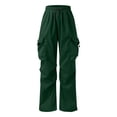 thumbnail image 6 of Men's Baggy Cargo Pants Loose Fit Drawstring Parachute Pants Mens Summer Pants Dark Green S, 6 of 6