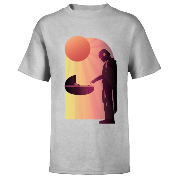 Star Wars The Mandalorian The Child Discovery Silhouette - Short Sleeve T-Shirt for Kids - Customized-Athletic Heather