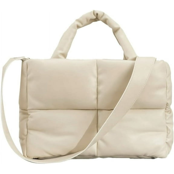 Kukuzhu Hobo Bags for Women Soft Puffer Down Padding Shoulder Bags Top-Handle Bags Square Solid Tote Handbags