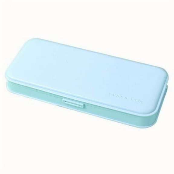 Plastic Pencil Box Cute Pen Box Organizer Plastic with Compact Size for Pencils, Erasers, Paper Clips and Other Small Stationery Supplies, blue