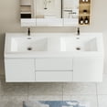 thumbnail image 4 of 60" Floating Bathroom Vanity with Sink, Modern Wall-Mounted Bathroom Storage Vanity Cabinet with Double Resin Top Basin and Two Soft Close Drawers, Glossy White, 4 of 9