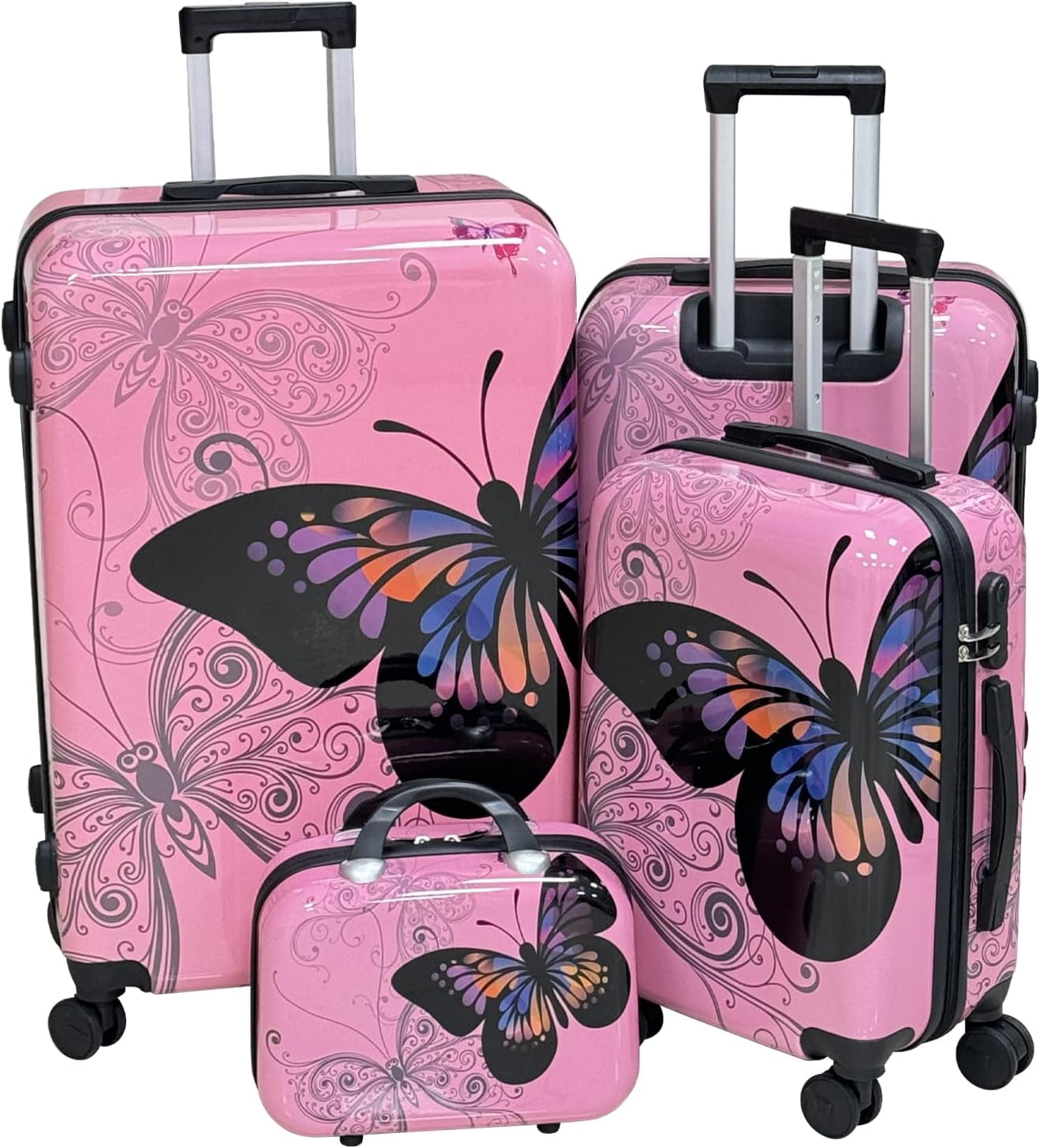 Betsey Johnson 3 Piece Hardside Luggage Set, Carry on and Checked