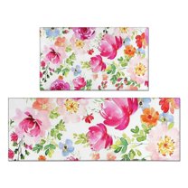 Pioneer Flower Floral Print Pattern Kitchen Rugs Sets Of 2,Anti Fatigue Kitchen Mat Rugs Non Slip Washable,Decorative Kitchen Floor Mats for Kitchen,Sink,Laundry,17"x30" 17"x47"