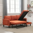 thumbnail image 2 of Resenkos L Shaped 4-Seat Sleeper Sectional Sofa Couch Pull-Out Bed and Storage Chaise Lounge, Orange, 2 of 14