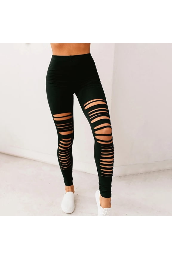 High Waisted Leggings for Women Pull On Ripped Yoga Pants Scrunch Workout Leggings Skinny Solid Lounge Trousers Slim Fit Gym Leggings Running Leggings Go Out Casual Fashion Fall Wintern Clothes