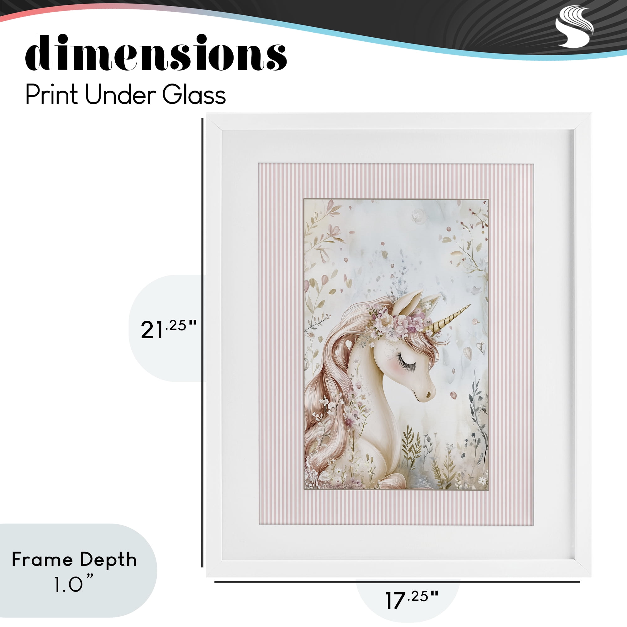 Stupell Industries Enchanted Dreams Unicorn White Framed Print Under Glass, design by Christine Simpson Art