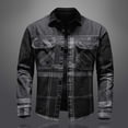 thumbnail image 2 of Sale Jean Jacket Men，Men's Casual Button Down Denim Jacket Classic Out Going Jean Coat Streetwear Colorblock Tops, 2 of 9